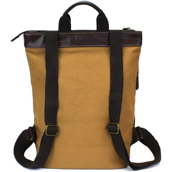 Chala Faux Leather Canvas Safari Backpack Tote Handbag - Eagle, Brown NWT